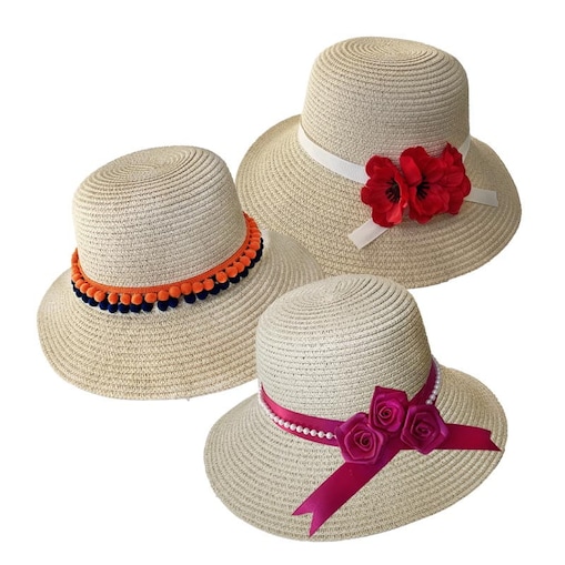 Słomkowy kapelusz dla dorosłych DIY - kolor beżowy