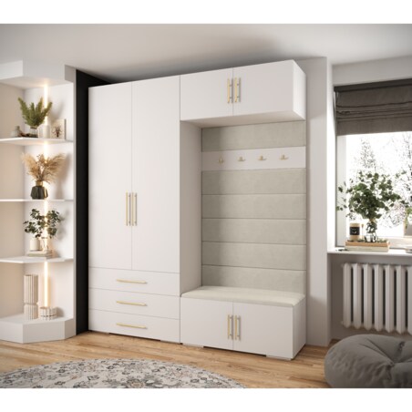 Garderoba do przedpokoju INOVA 3 Z12 biały+złoty+manila02