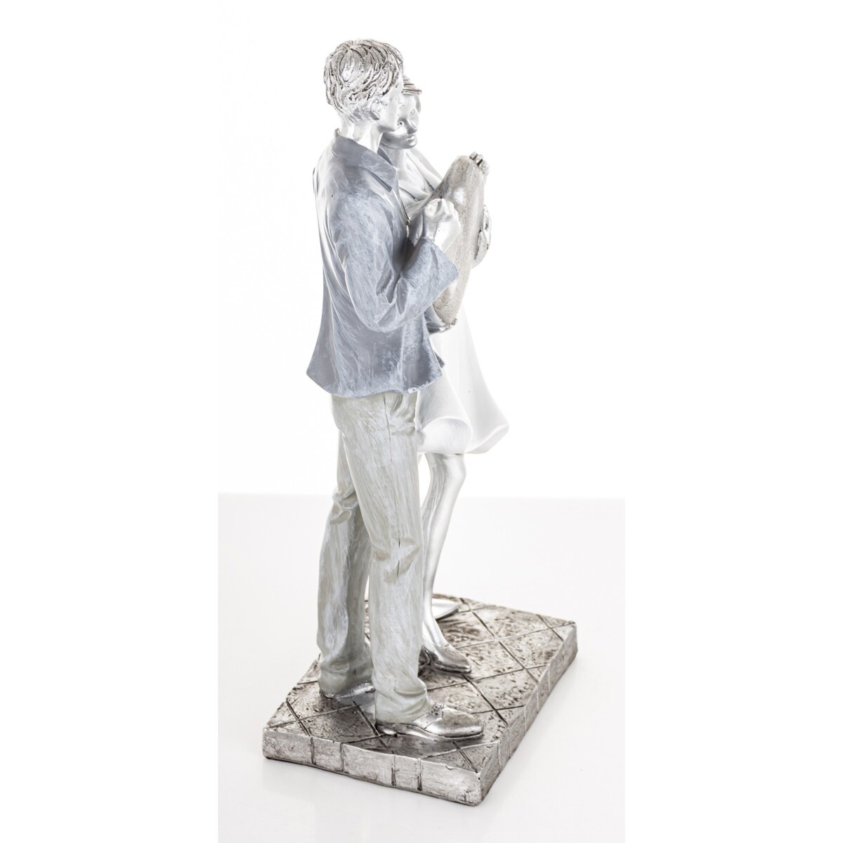 Dekoracja - figurka 26x11x8 cm PARA - z dużym sercem