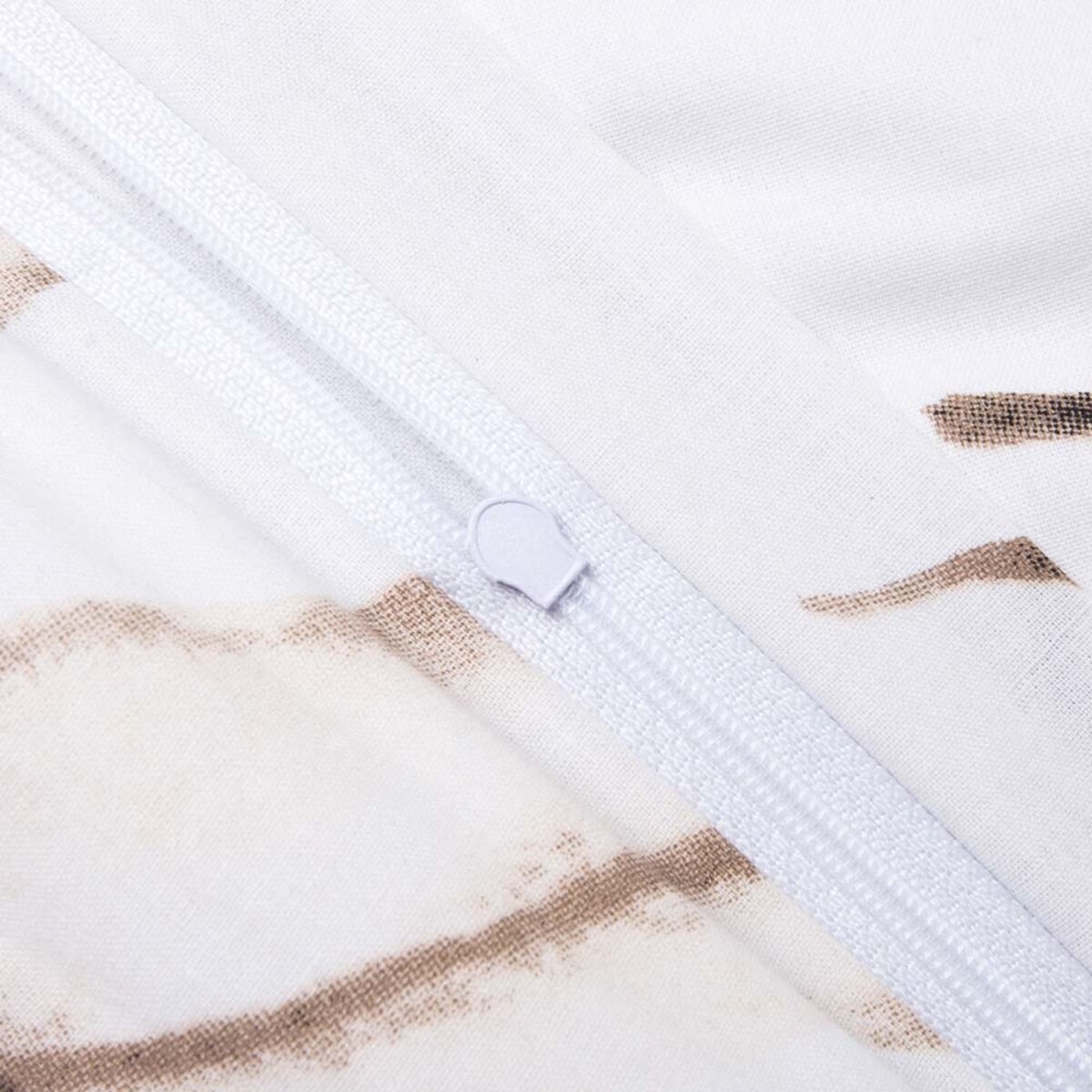 Pościel bawełniana 140x200 Livia biała w beżowe liście, Cottonlove