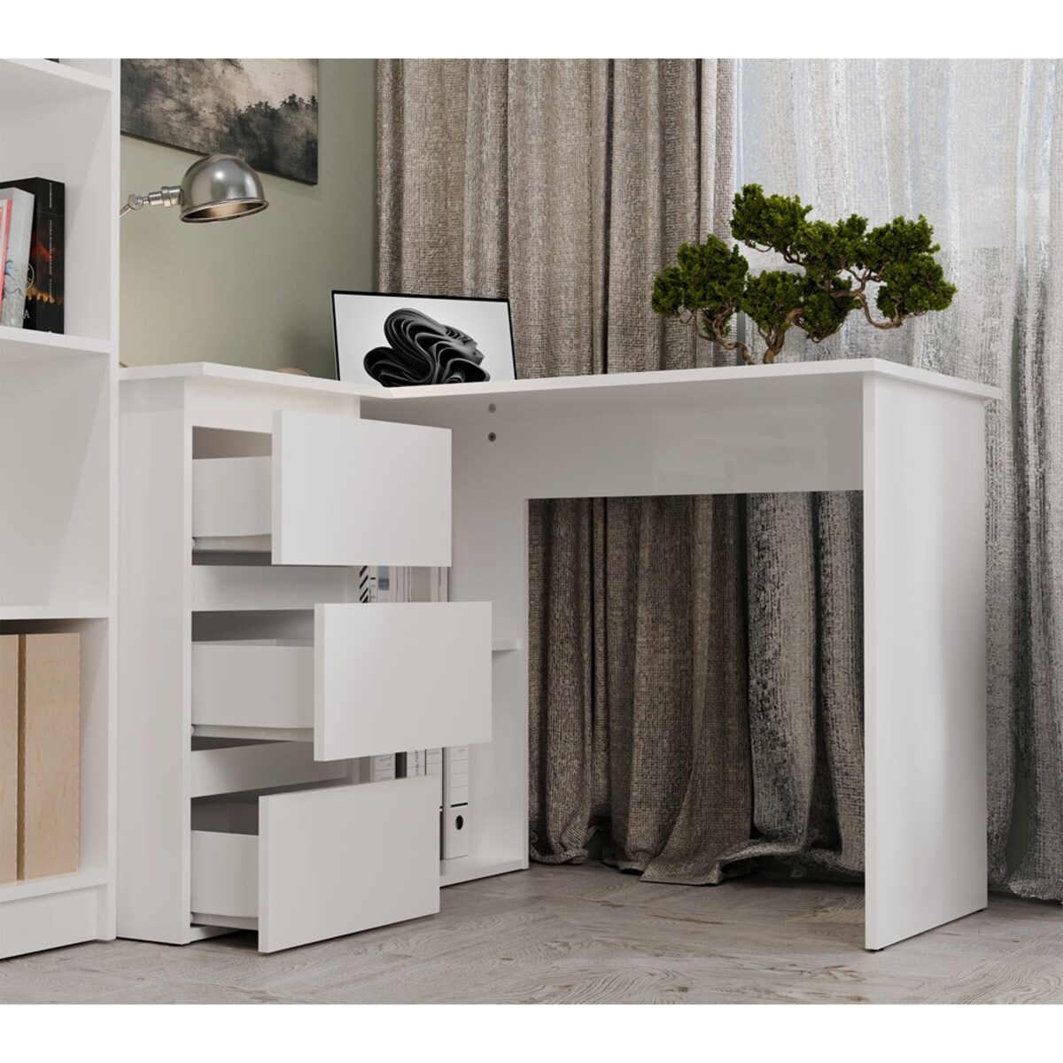 Biurko narożne Nicea lewe białe 120x48,5x75 cm 1 szt.