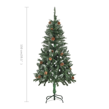 vidaXL Sztuczna choinka z szyszkami i białym brokatem, 150 cm