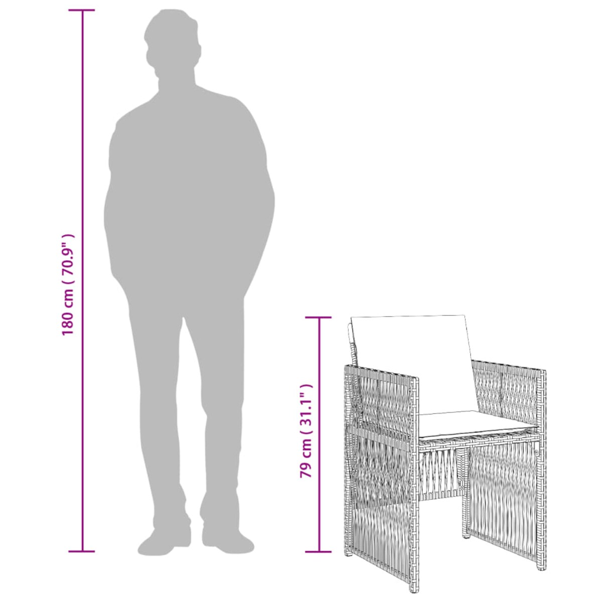 vidaXL Krzesła ogrodowe z poduszkami, 4 szt., czarne, polirattan