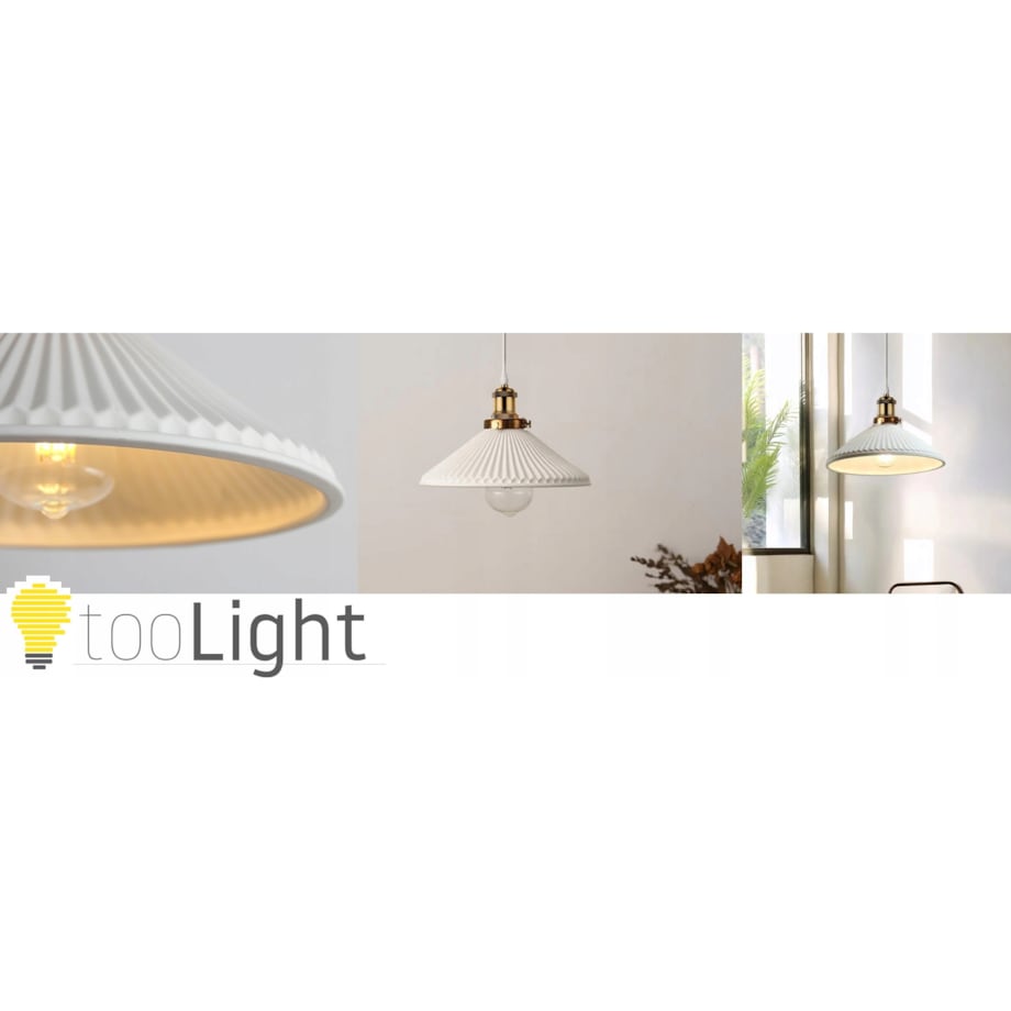 Lampa Sufitowa Wisząca Ceramiczna Biała Retro