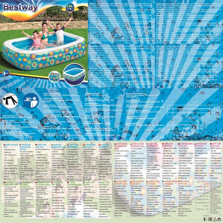 Bestway Nadmuchiwany basen dla dzieci, niebieski, 229x152x56 cm