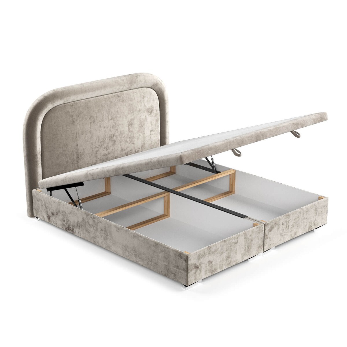 Łóżko tapicerowane HARMONY 120x200 z pojemnikiem, Beż, tkanina Lotta 30