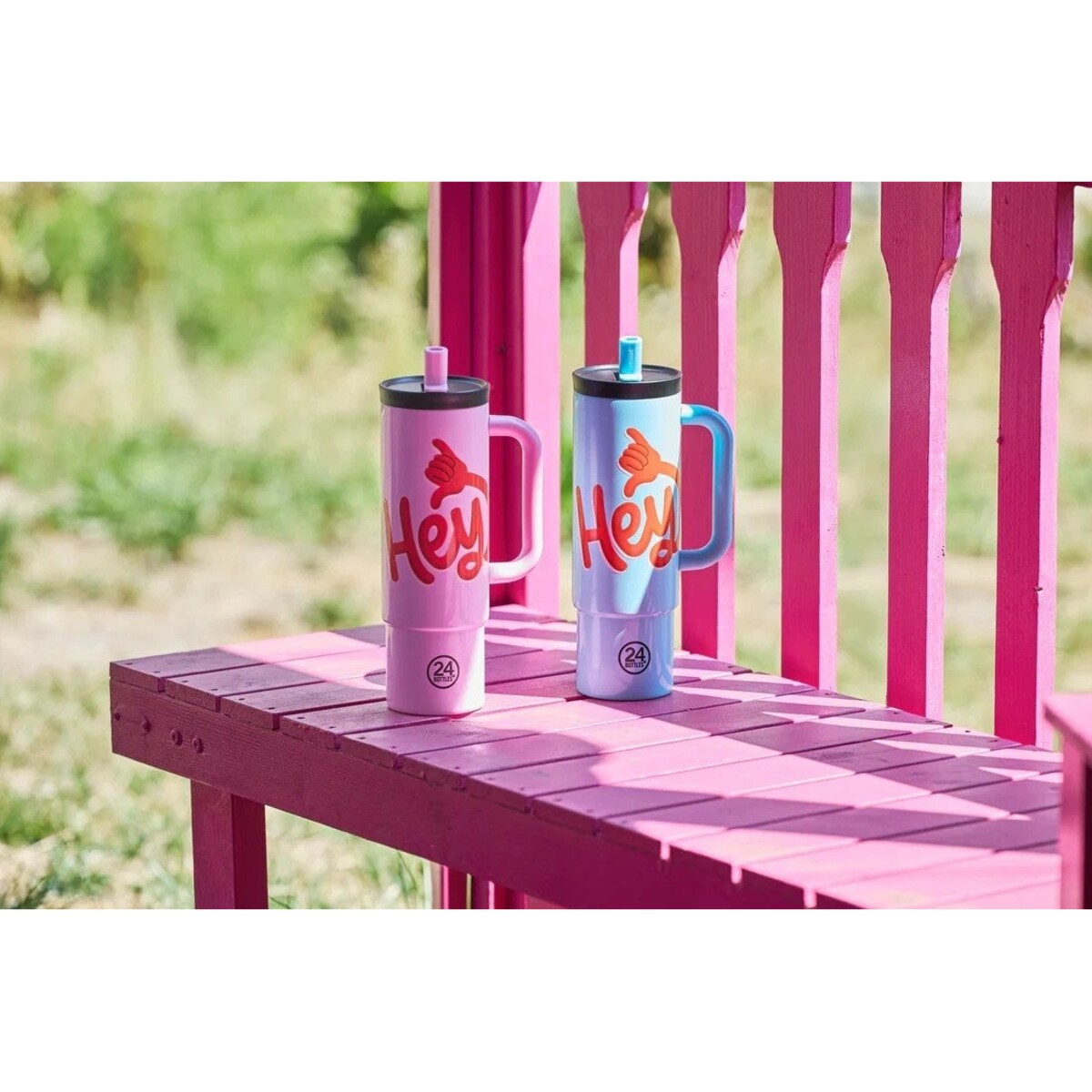 24BOTTLES STRAW CUP kubek termiczny ze słomką, Hey! Blue