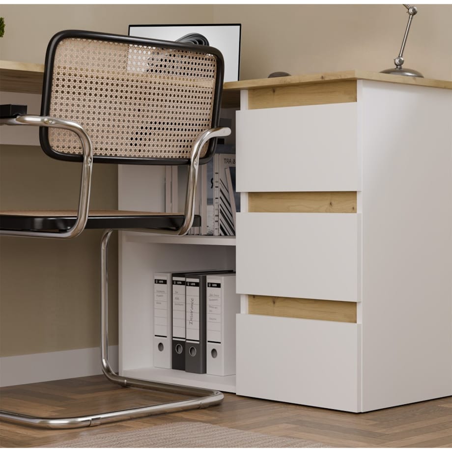 Biurko narożne Nicea prawe Artisan/Biel 120x48,5x75 1 szt.