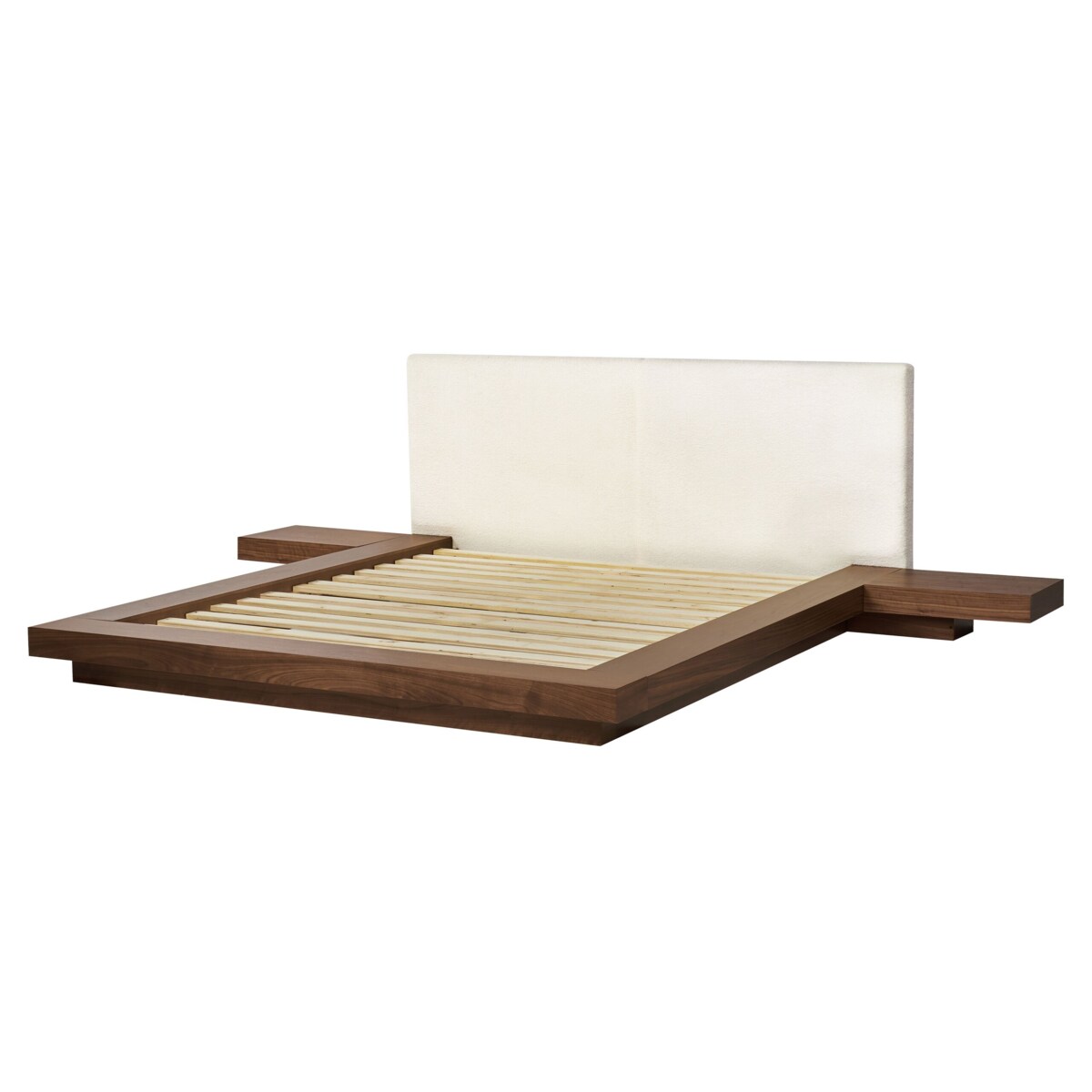 Łóżko z zagłówkiem boucle 160 x 200 cm brązowe ZEN