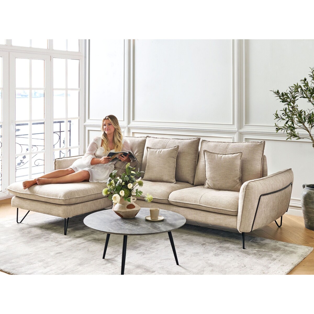 Narożnik prawostronny beżowy SERSAN