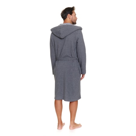 Szary szlafrok męski z kapturem
