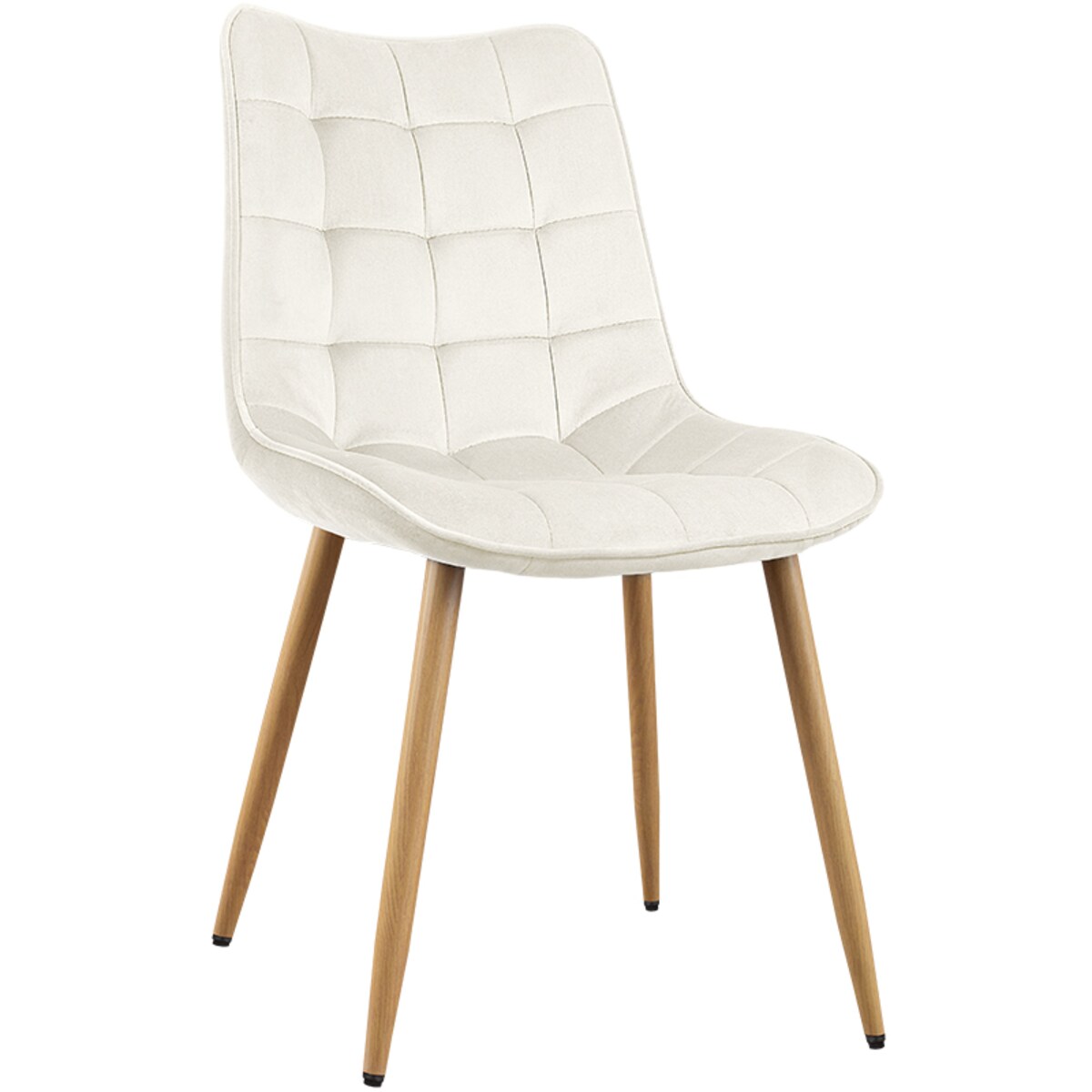 Krzesło tapicerowane do salonu jadalni pikowane welurowe beżowe