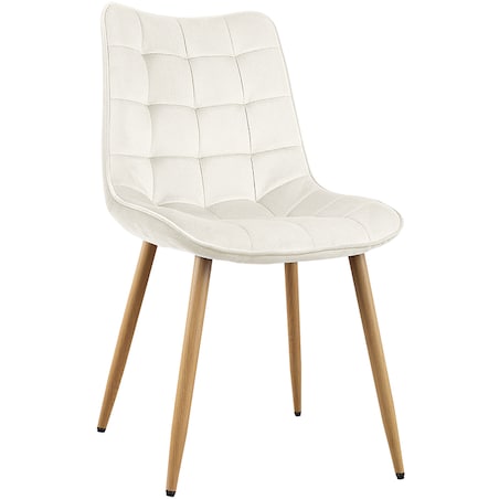 Krzesło tapicerowane do salonu jadalni pikowane welurowe beżowe