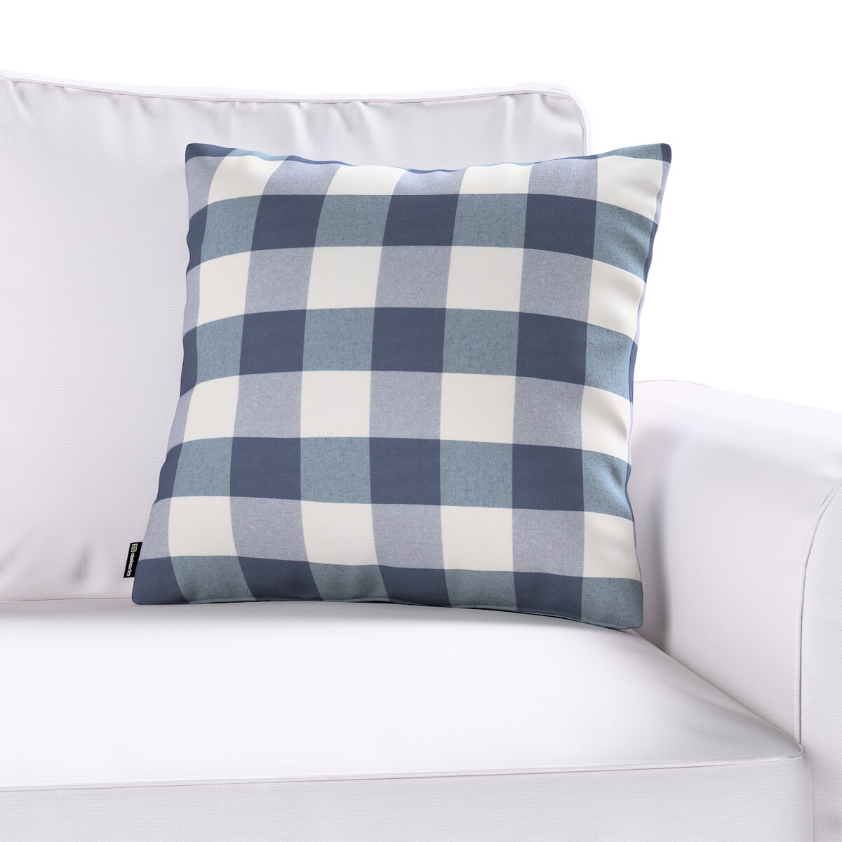 Poszewka Kinga na poduszkę 50x50 granatowo-biała krata (5,5x5,5cm)