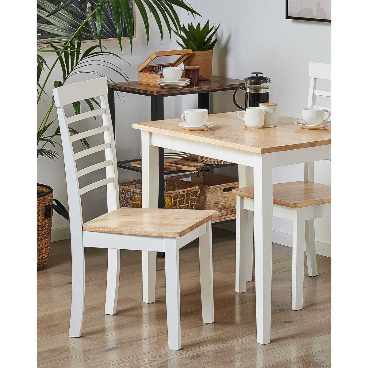 Zestaw 2 krzeseł do jadalni drewniany jasny z białym BATTERSBY