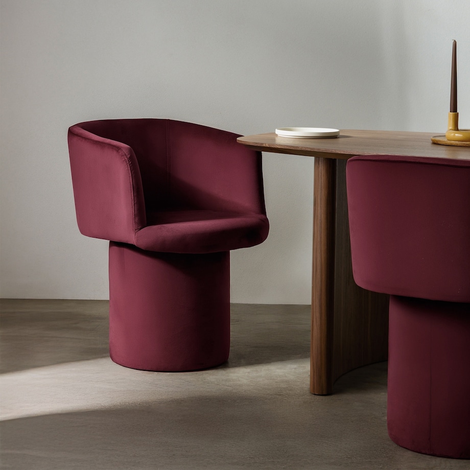 Fotel obrotowy, welur, burgundowy Haco