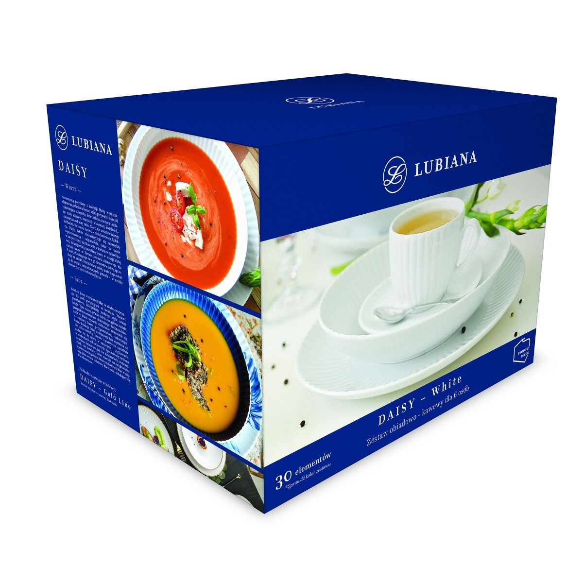 Zestaw obiadowo-kawowy dla 6 osób 30 el. Daisy biała LB16 (0000)