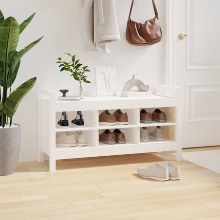 vidaXL Ławka do przedpokoju, biała, 110x40x60 cm, lite drewno sosnowe