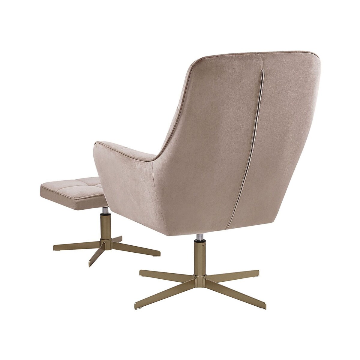 Fotel z podnóżkiem welurowy beżowy MOLLE