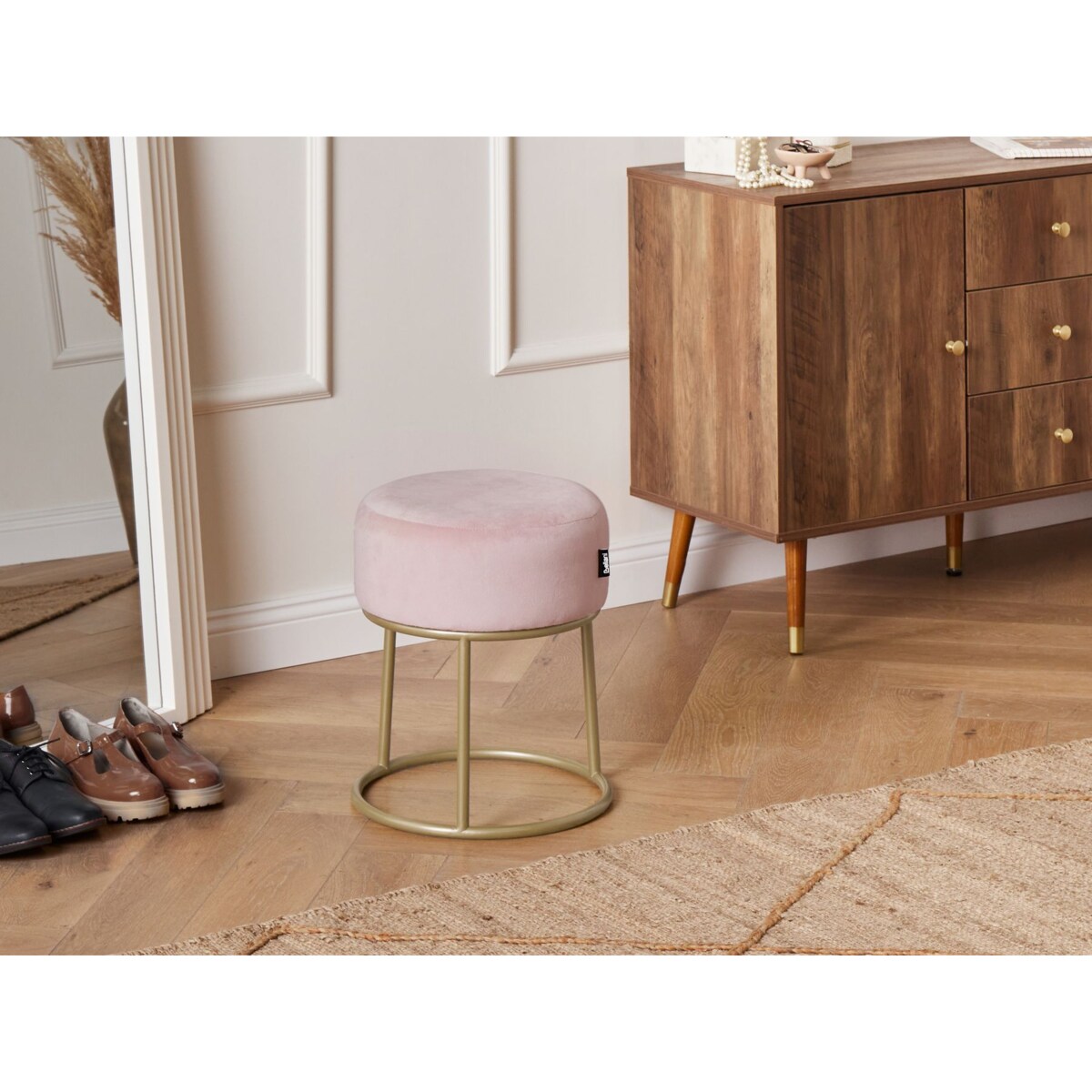 Stołek DELCO Welur Pastelowy róż