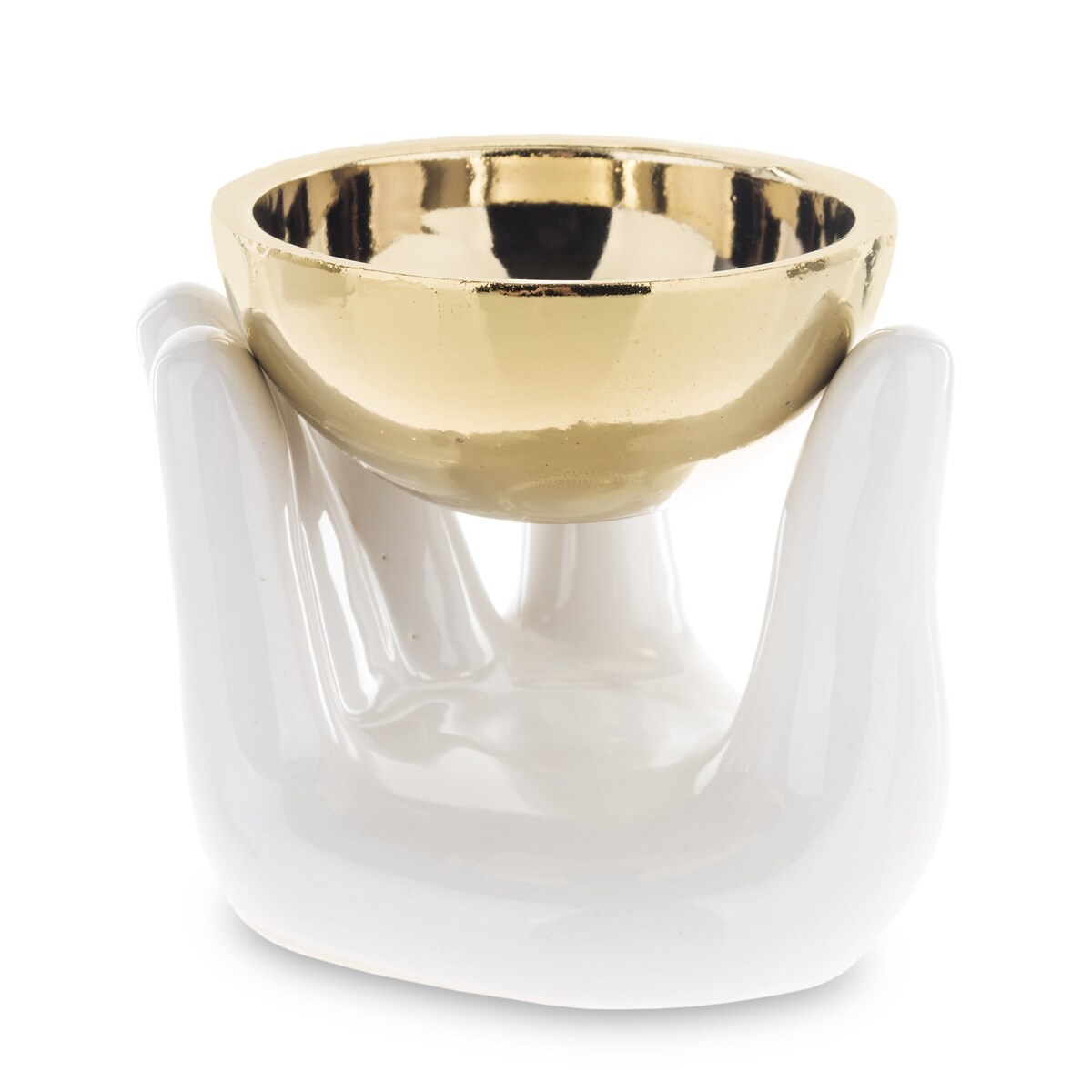 Kominek zapachowy ceramiczny 10x12x10,5 cm AROMA biało-złoty