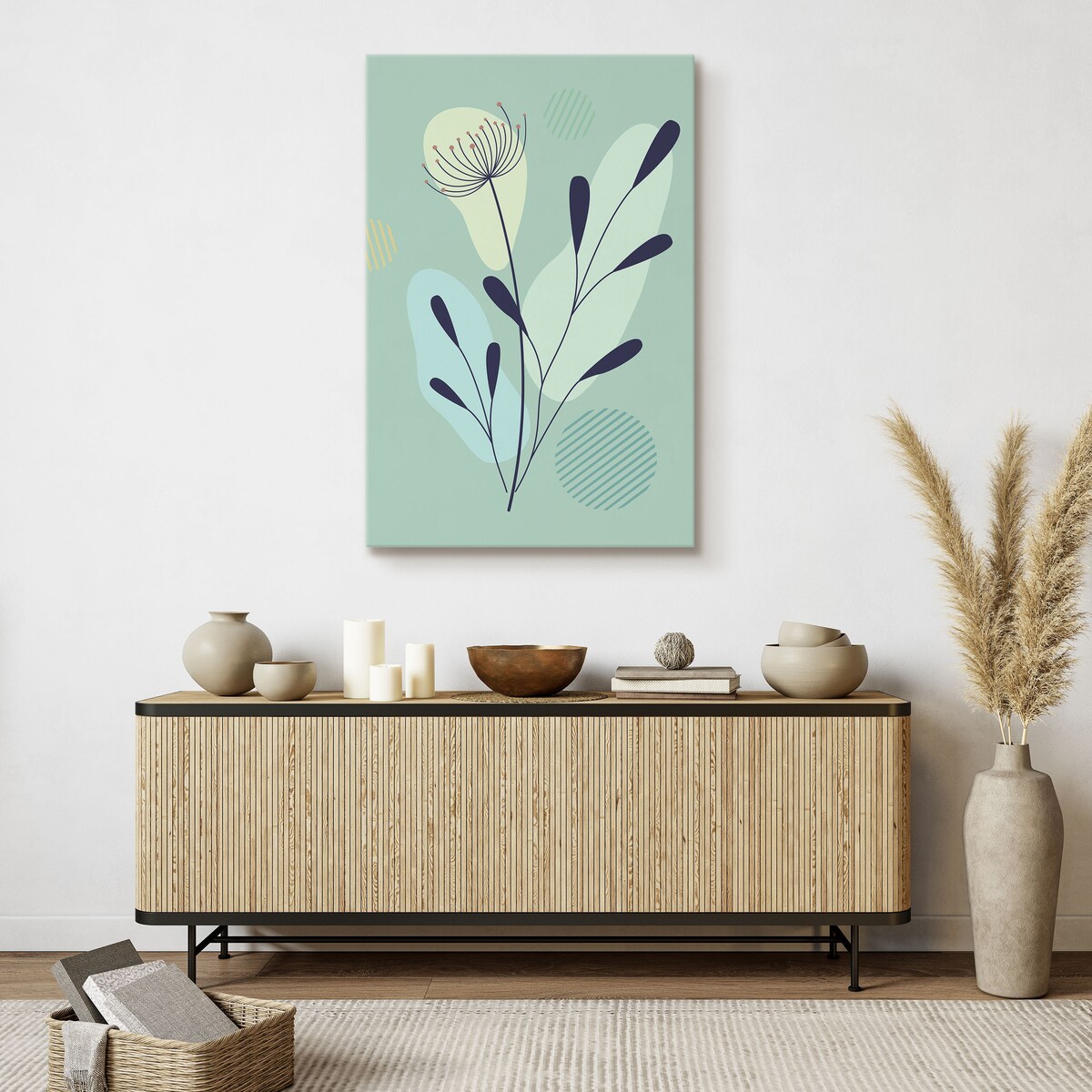 Obraz Do Salonu Kwiaty Liście Natura Styl Boho 80x120cm