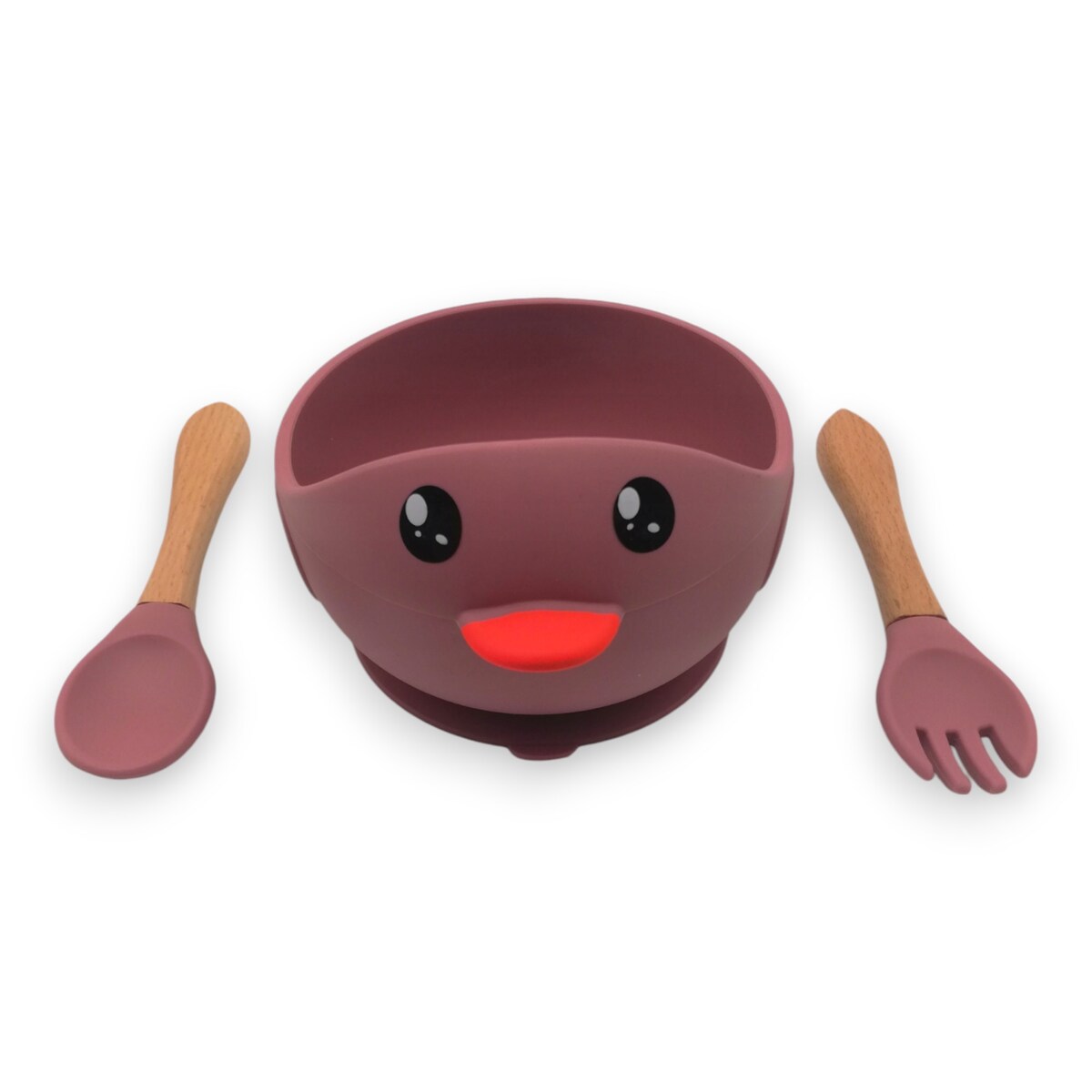 Miseczka z przyssawką silikonowa dla dziecka na przekąski łyżka widelec BLW