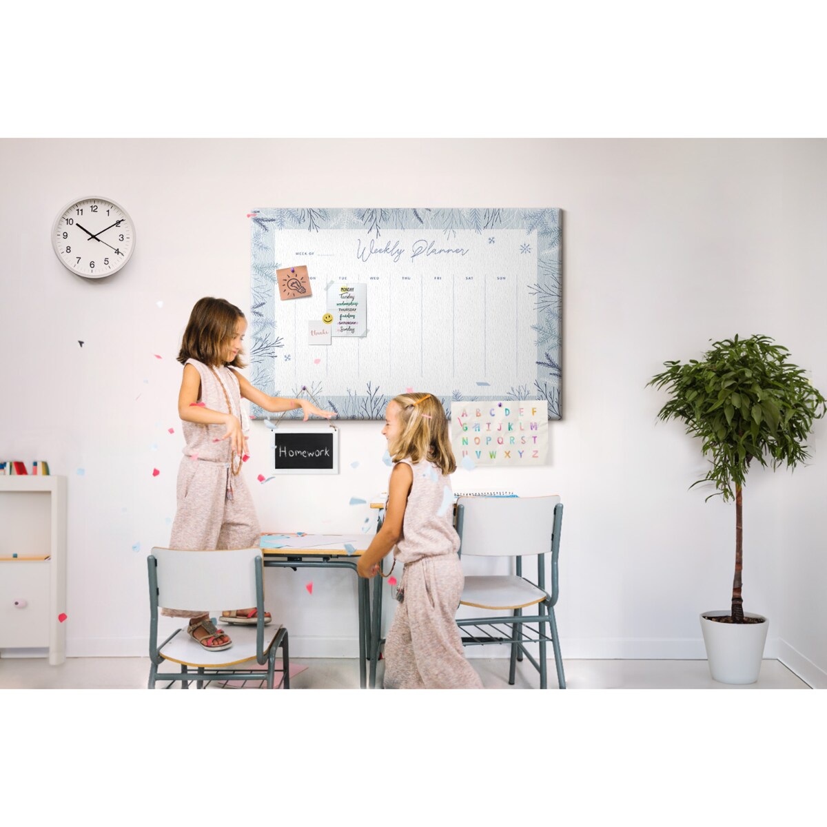 Tablica korkowa Planer tygodniowy 120x80cm - drewniane pinezki