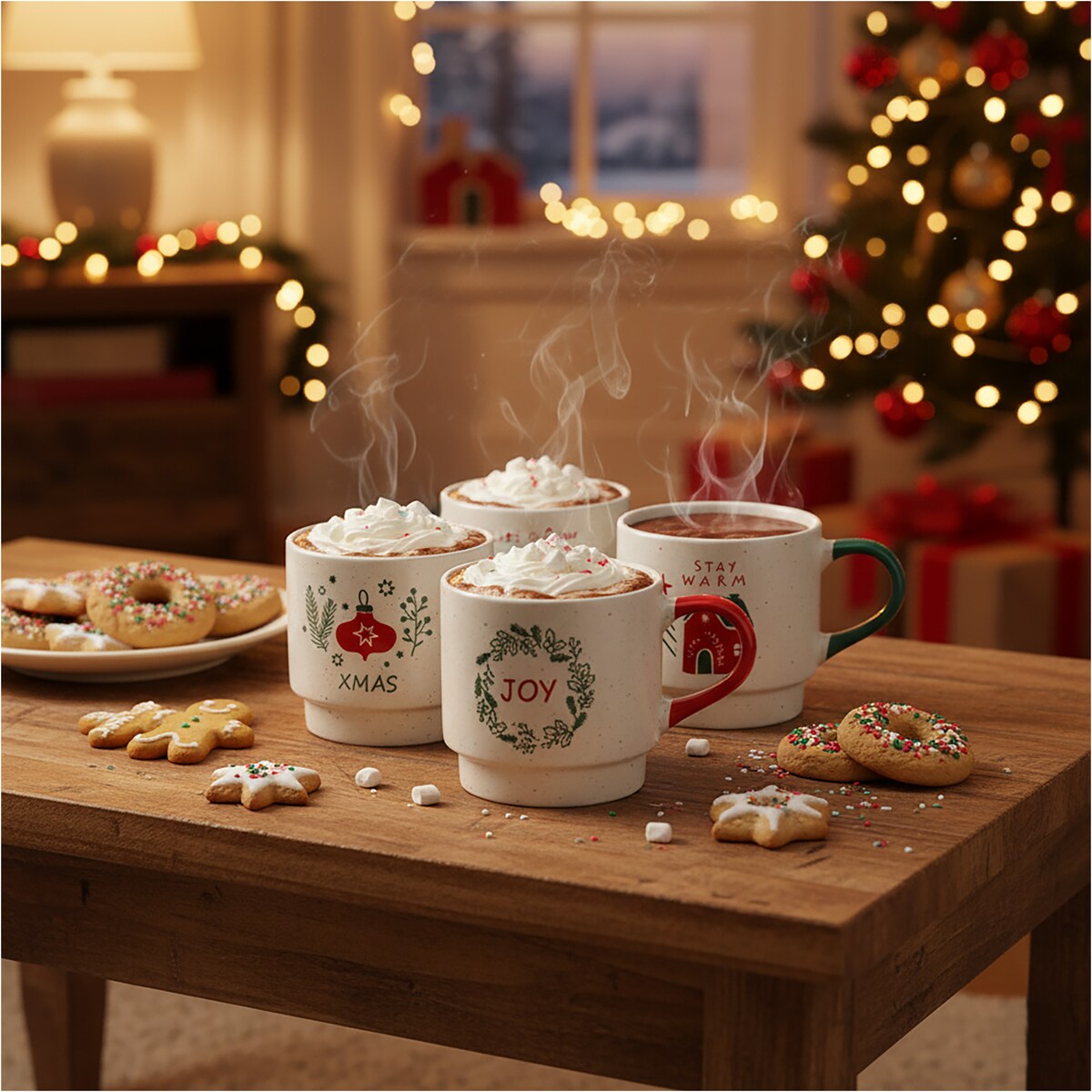 Kubek Z Uchem Świąteczny 380 Ml Porcelanowy Zimowy Świąteczny