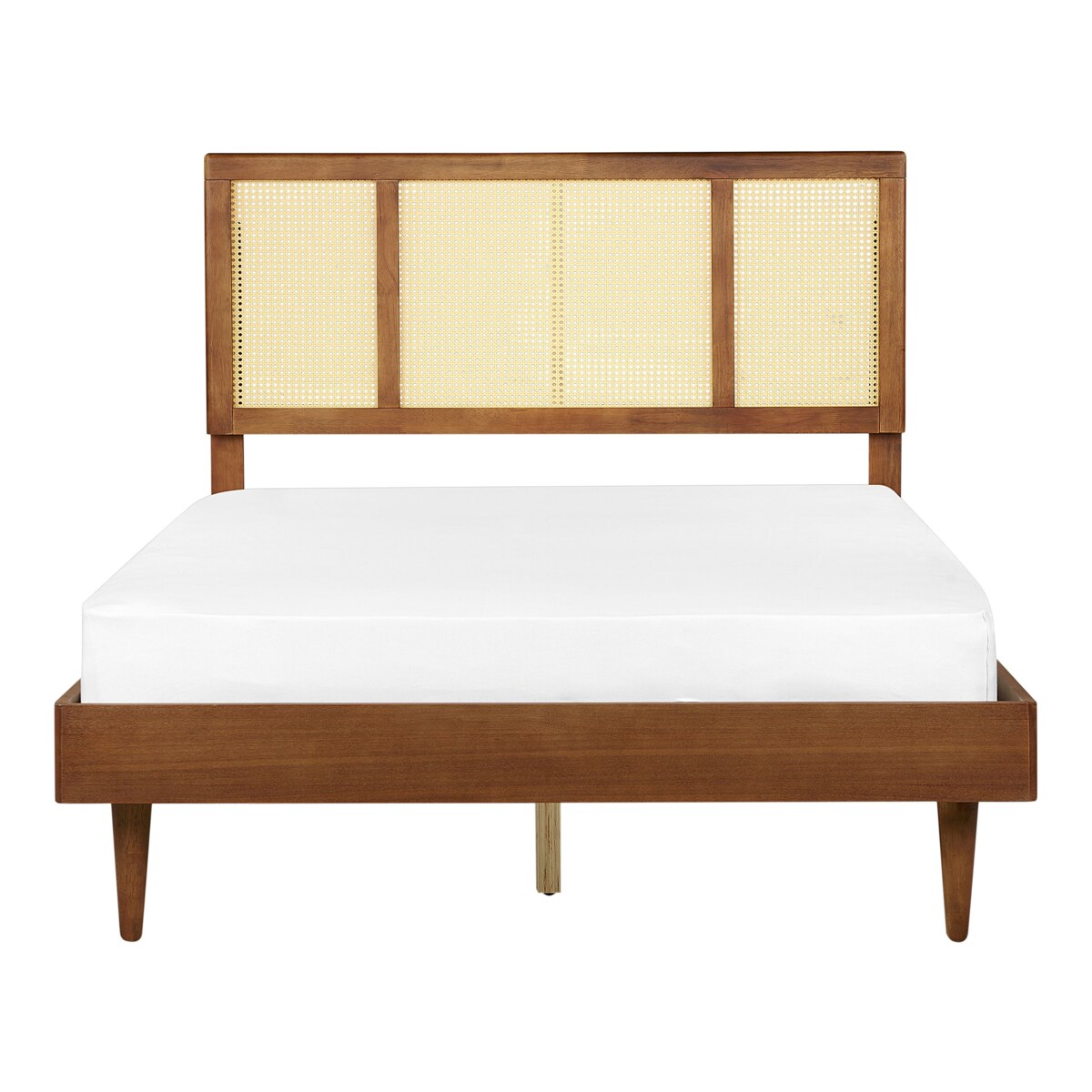 Łóżko LED Rattan AURAY 140 x 200 cm Brązowy