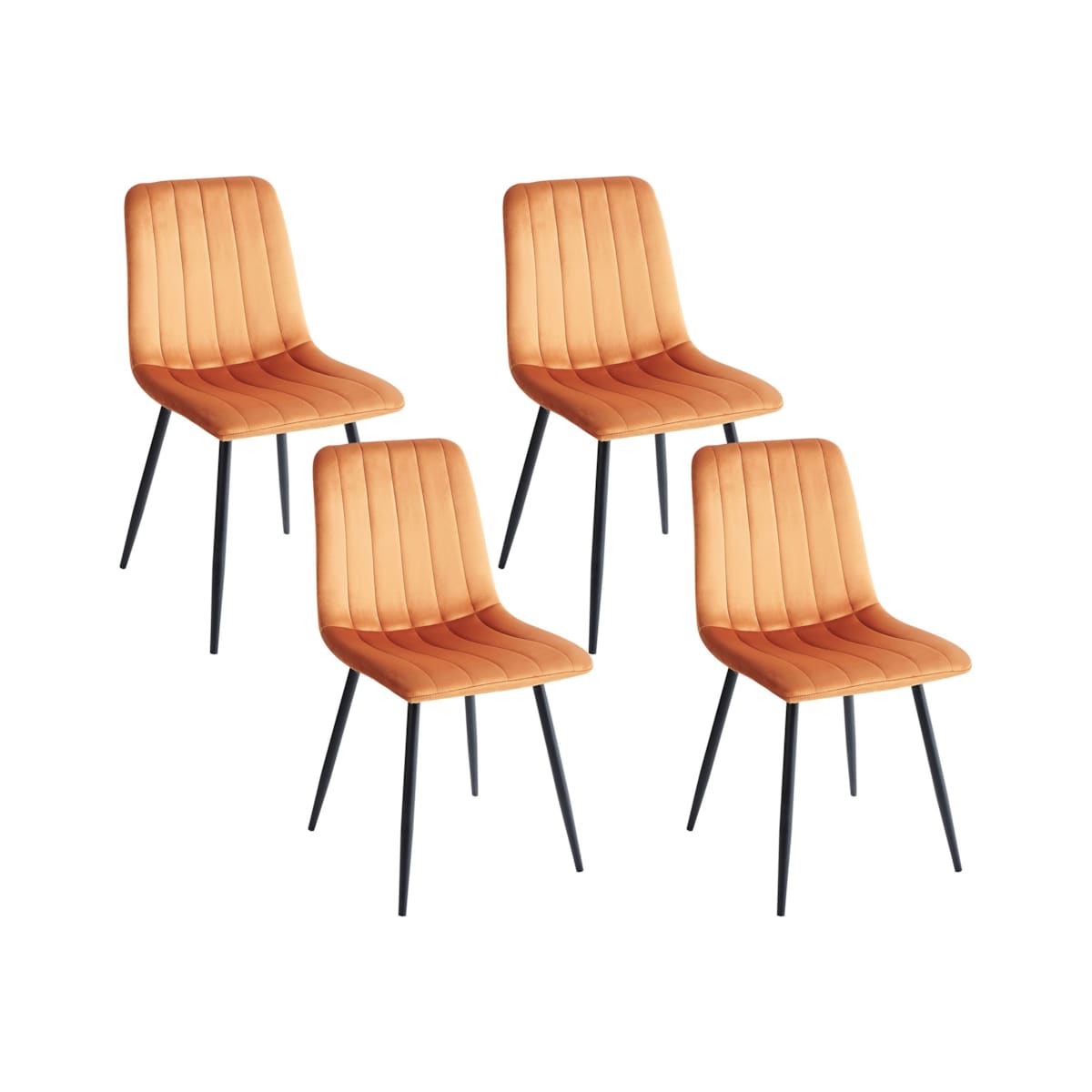 Zestaw 4 krzeseł do jadalni KALISPELL Welur Pomarańczowy