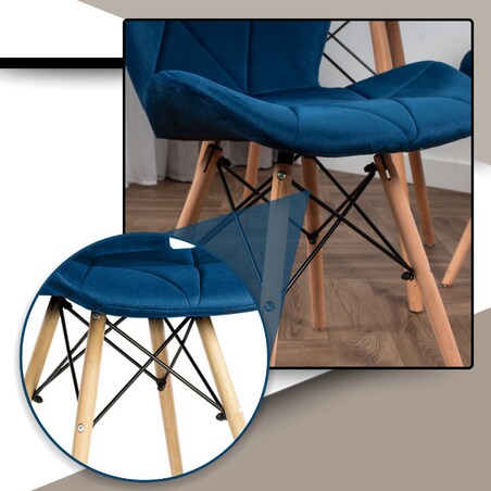 Krzesło Tapicerowane Welurowe Do Jadalni Salonu Pikowane Skandynawskie