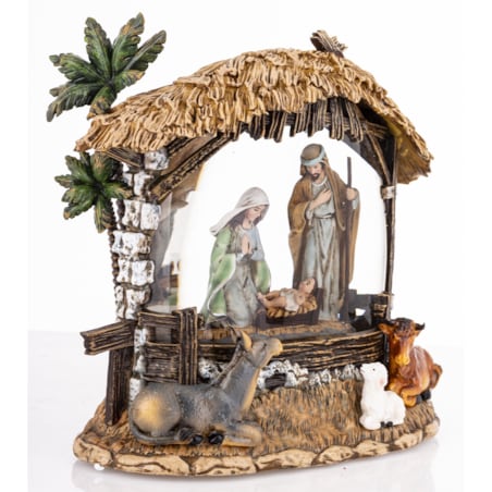 Dekoracja świąteczna LED i pozytywka - szopka w kuli 20x21x10 cm GORDALINA