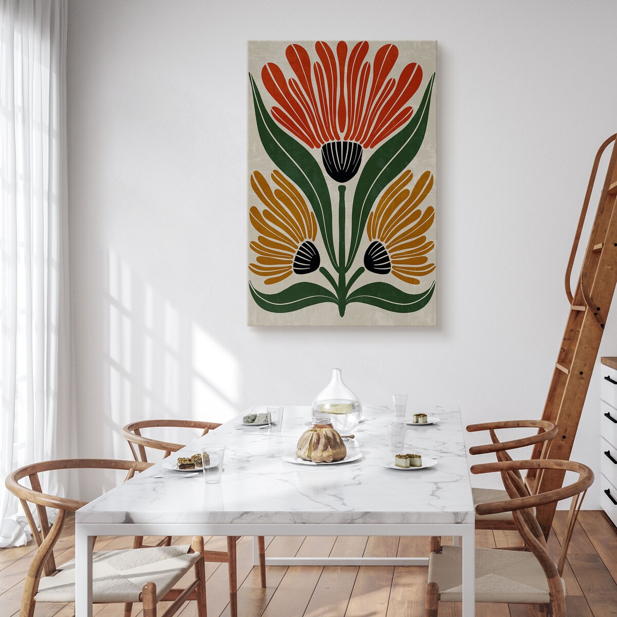 Obraz Abstrakcyjny Bukiet Czerwono-Pomarańczowy 80x120cm