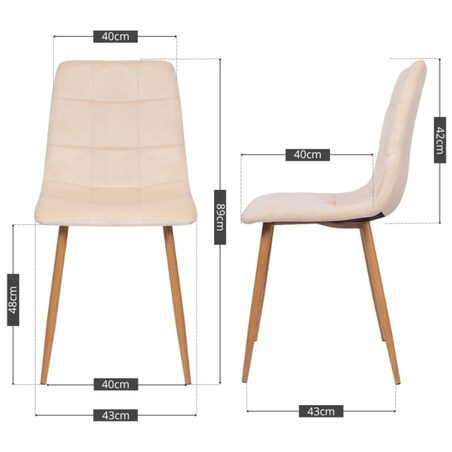 Krzesło tapicerowane do salonu beżowe welurowe pikowane