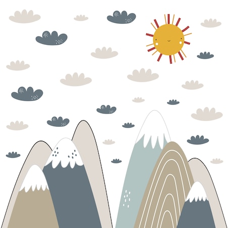 ZESTAW NAKLEJEK DLA DZIECI NA ŚCIANĘ BEŻOWE GÓRY CHMURY