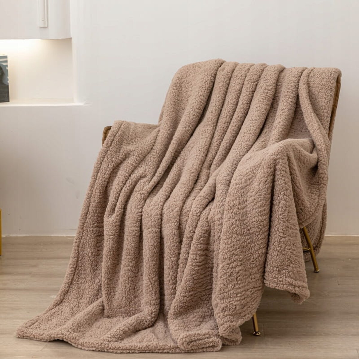 Gruby miękki Koc Bukla Baranek Narzuta Pled na Łóżko 150 x 200 Ciepły Boucle