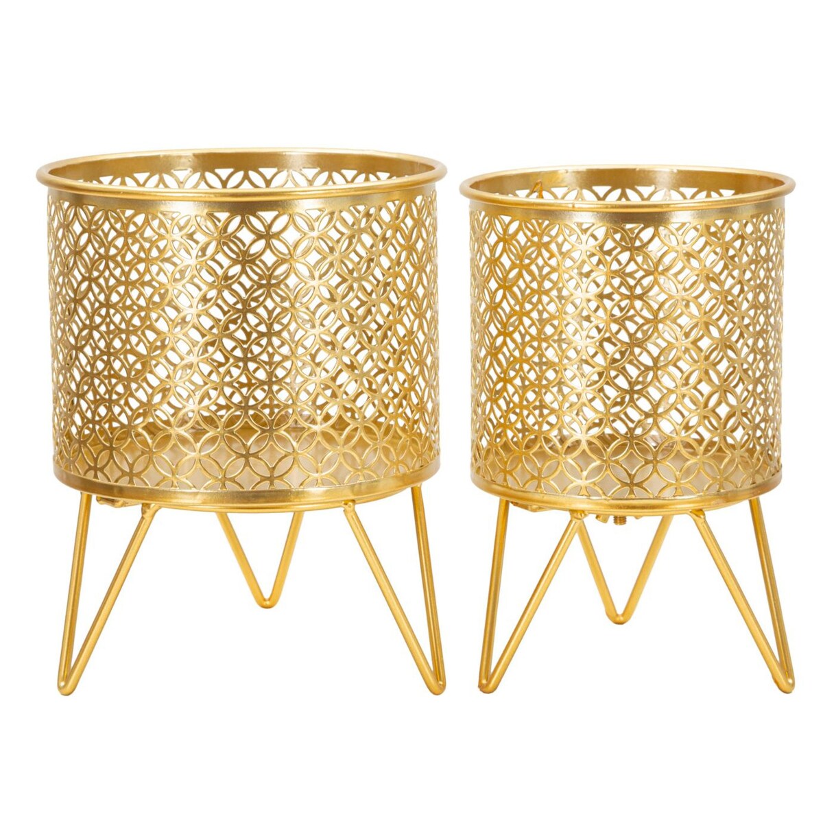 Kwietnik metalowy CECI, zestaw 2 szt., złoty, Ø 16x20 cm