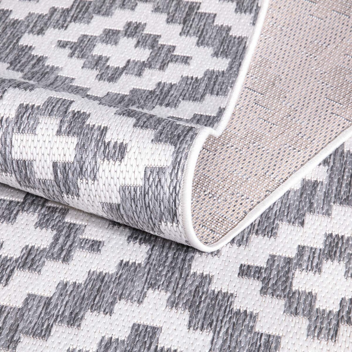 Dywan na zewnątrz i do wnętrz romby Sunny 4610 Szary Krem 150x150