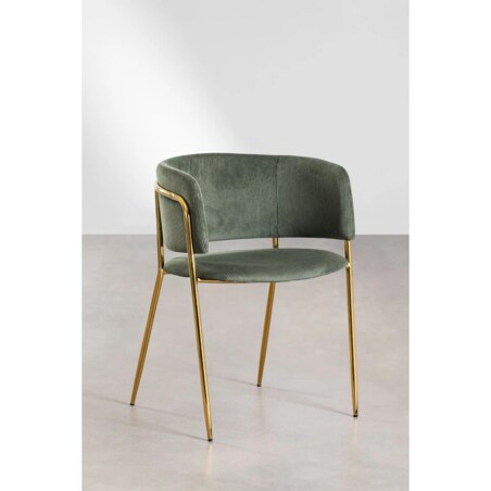 Krzesło sztruksowe, awokado złota podstawa Delta