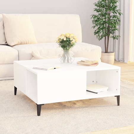 vidaXL Stolik kawowy, biały 80x80x36,5 cm, materiał drewnopochodny