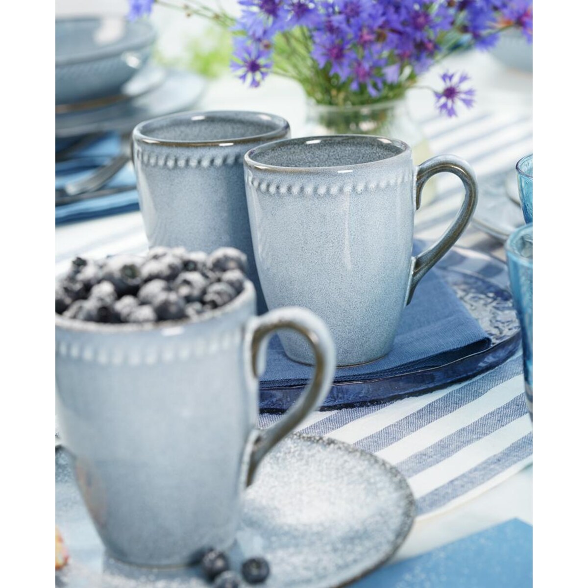 VILLA ITALIA Zestaw kubków ceramicznych niebieskich 380 ml 6 sztuk DENIM
