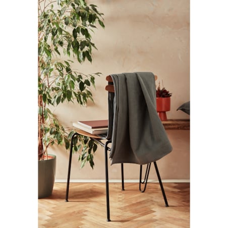 Szara zasłona z lnu na taśmie marszczącej Merida 140x250