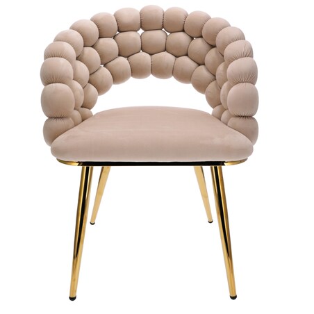 Krzesło welur tapicerowane BELLA nowoczesne beżowe