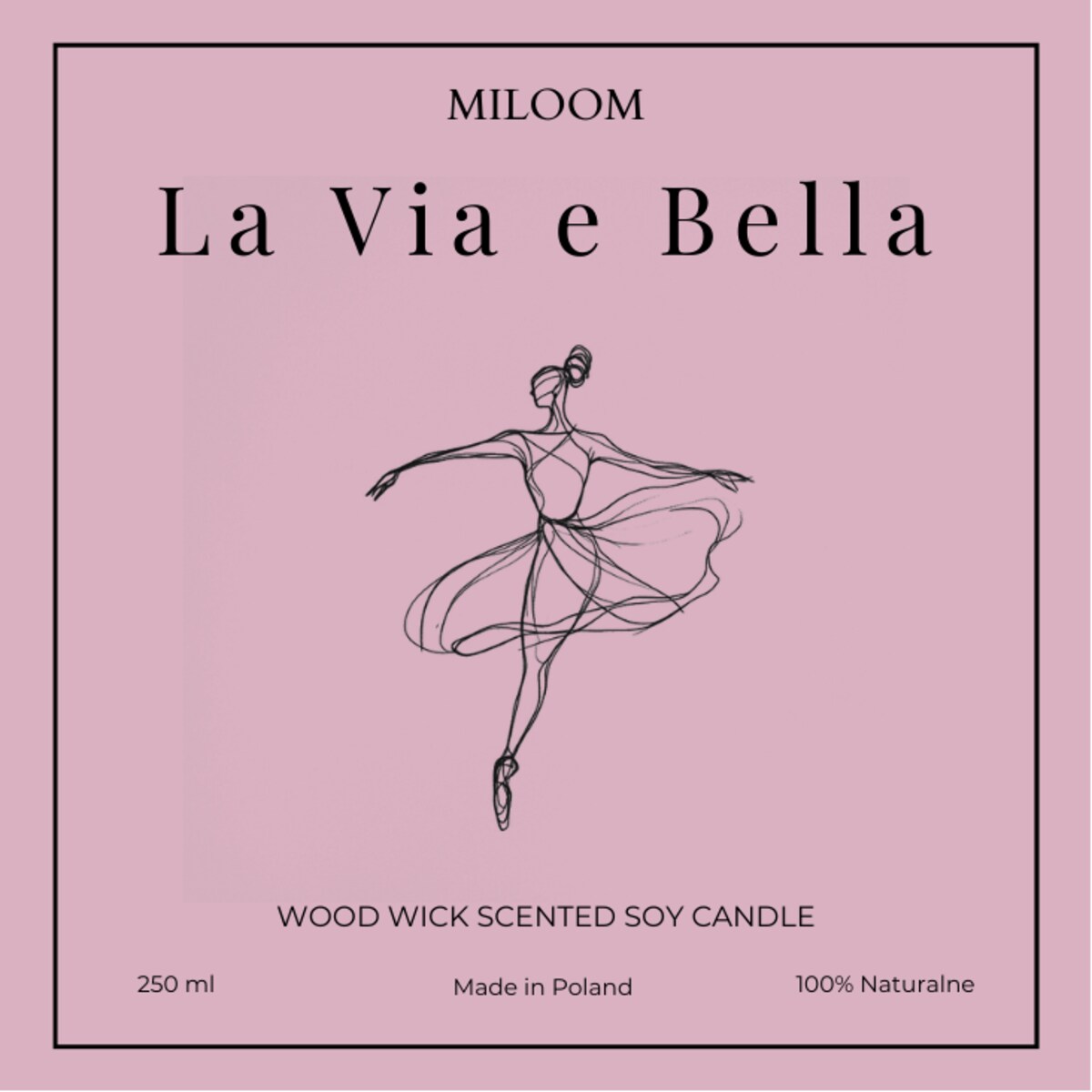 Świeca Sojowa Zapachowa z Drewnianym Knotem LA VIA E BELLA 230 ml Miloom