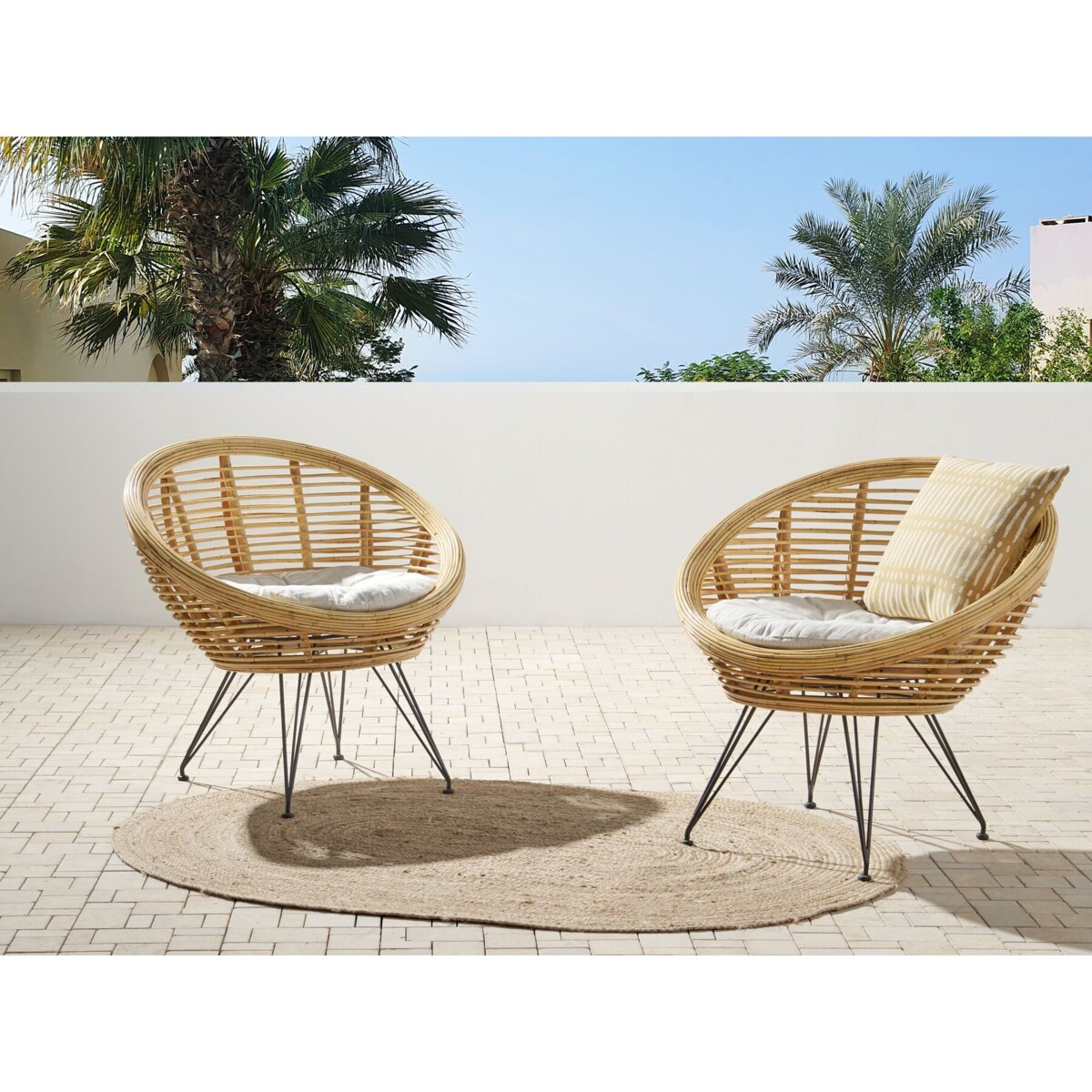 Zestaw 2 krzeseł rattanowych naturalny MARATEA