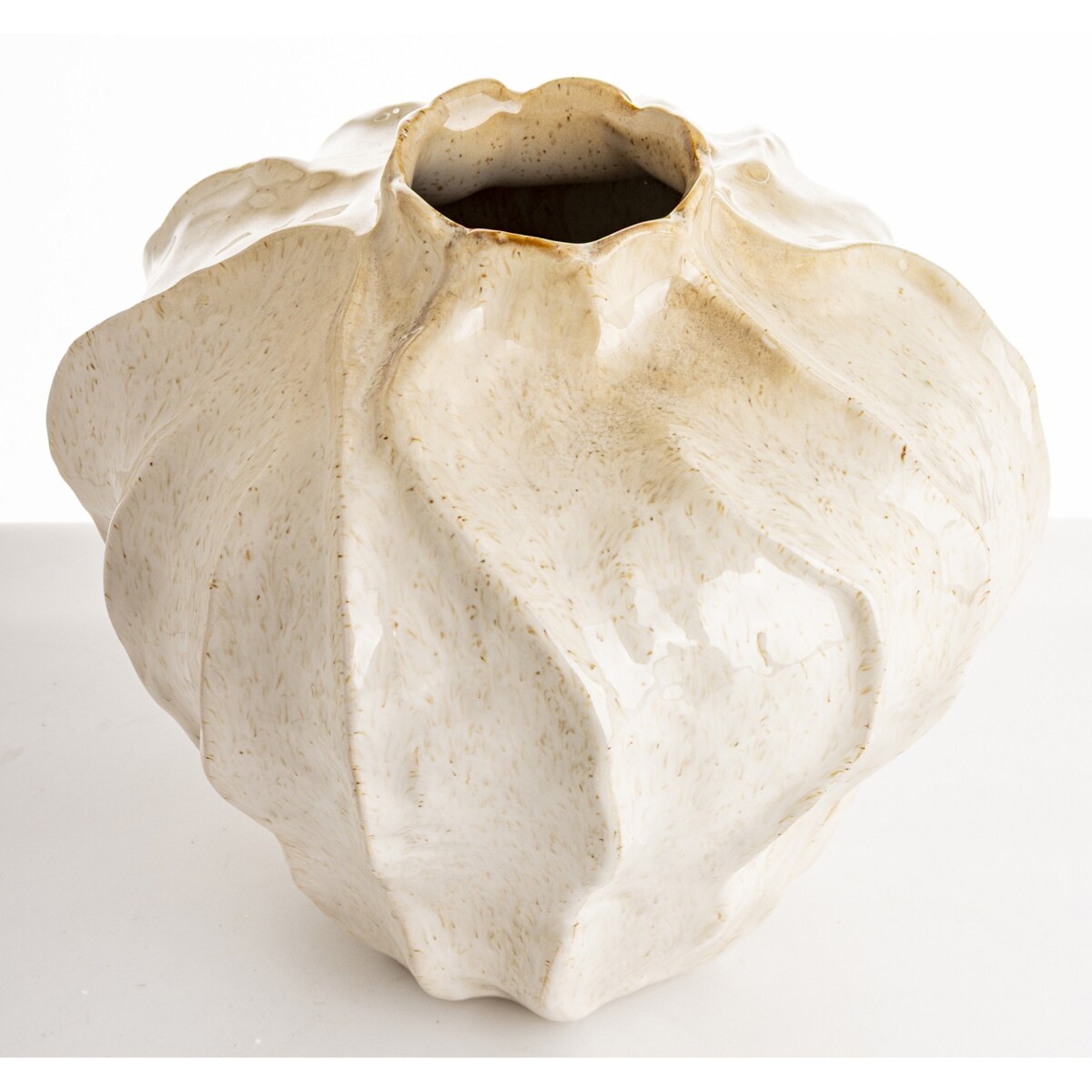 Wazon ceramiczny 20,5x20x20 cm PIEGA beżowy