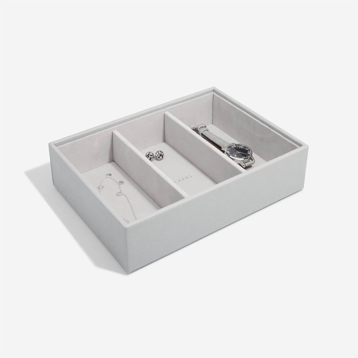 Szkatułka na biżuterię Stackers 3 komorowa classic kamienna szarość