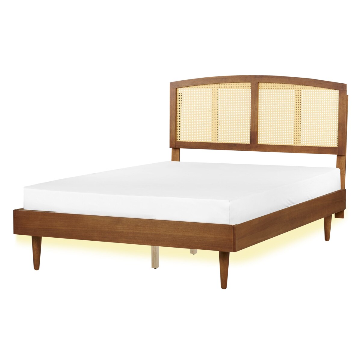 Łóżko LED Rattan VARZY 140 x 200 cm Brązowy