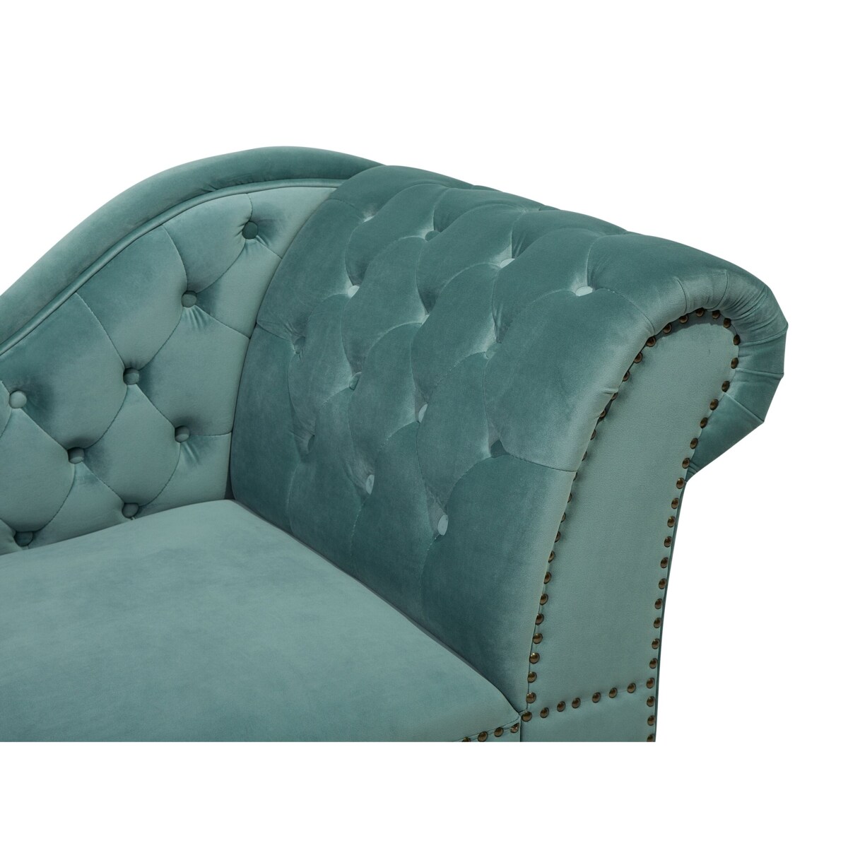 Szezlong welurowy prawostronny miętowy NIMES